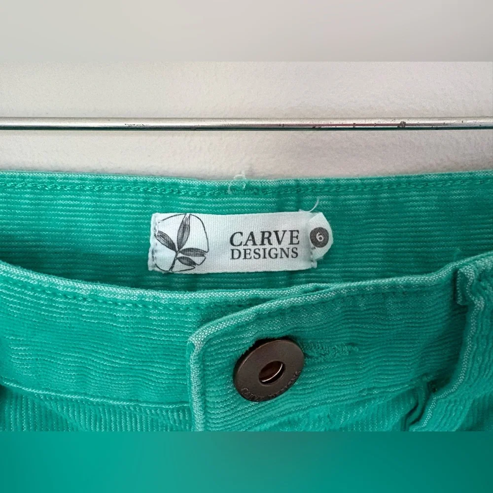 Carve Designs Teal Green Frayed-Hem Jean Shorts - Picture 2 of 7